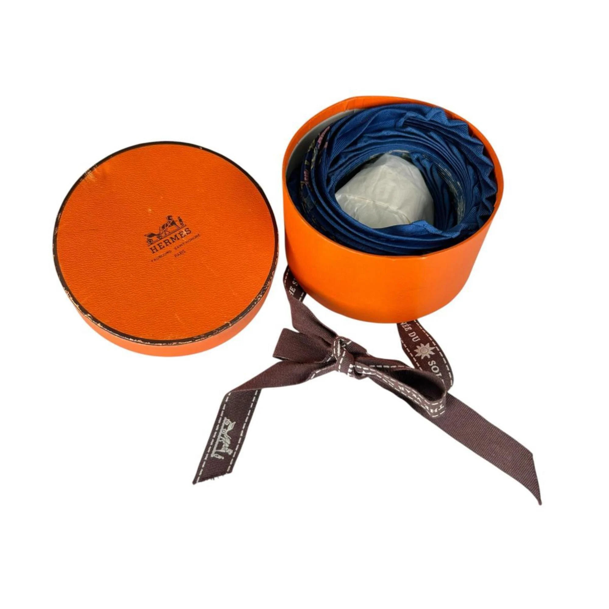 Hermes Authentic Blue Silk Scarf
